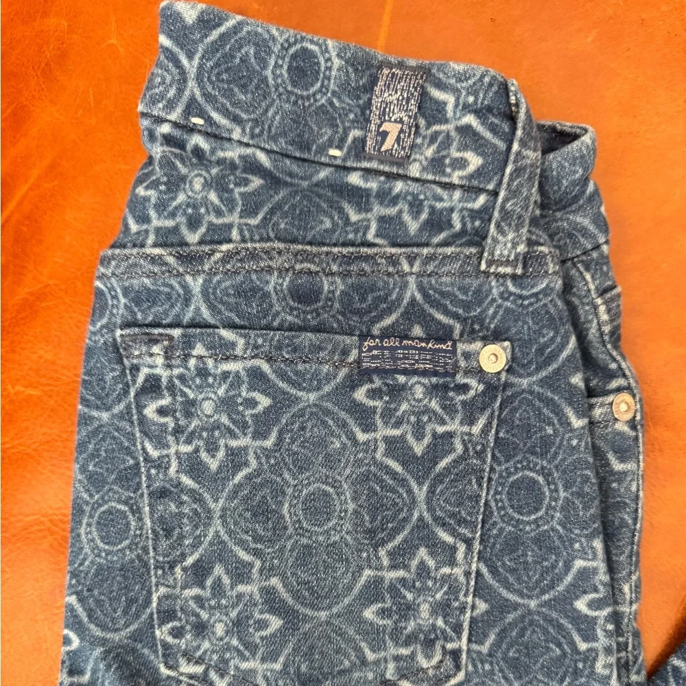 7 FOR ALL MANKIND | patterned skinny ankle jeans with raw hem - Picture 3 of 5